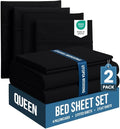 Utopia Bedding Queen Bed Sheets Set - Pack of 2 Sheet Sets - Perfect for Spa, Hotel, & Guest Bedroom - Brushed Microfiber - Shrinkage and Fade Resistant - Easy Care (Black)