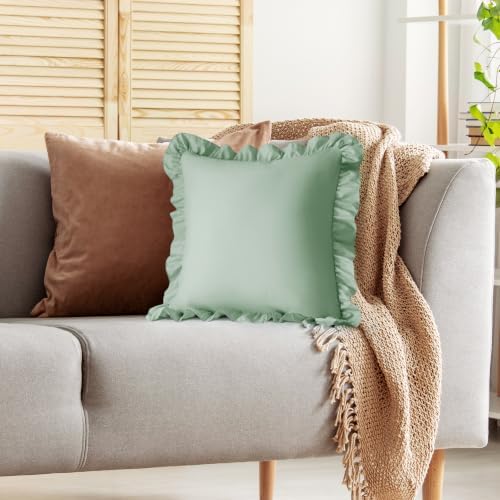 KKJIAF 2 Pack Ruffle Pillow Cases 20x20 Inches, Sage Green - Image 5