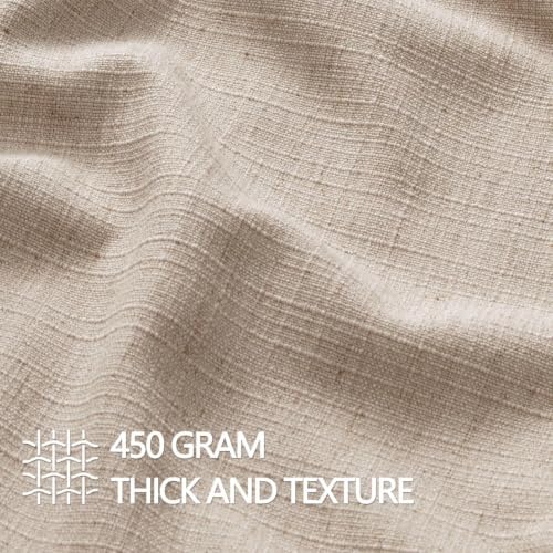 MIULEE Thick Textured Euro Sham Throw Pillow Covers 26x26 in Oatmeal Linen - Image 2