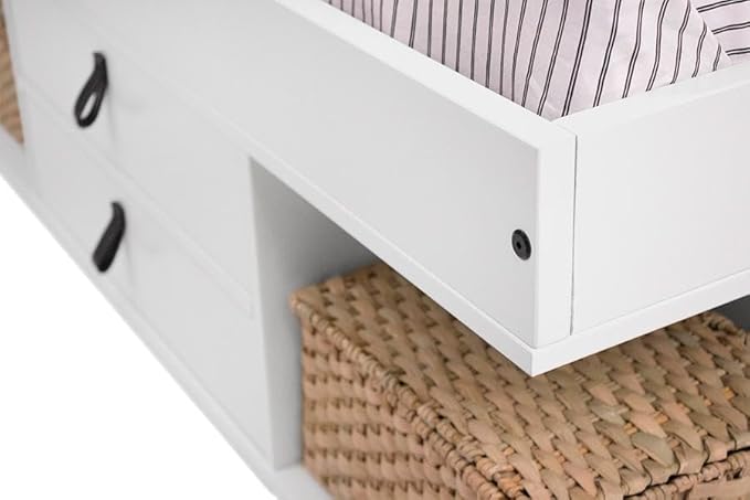 memomad Bali Storage Platform Bed with Drawers (Full Size, Off White)