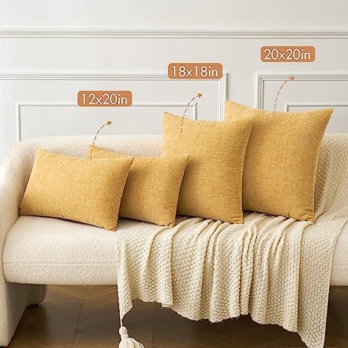 MIULEE Soft Chenille Throw Pillow Covers Gold 18x18 Inch Pack of 2 - Image 4