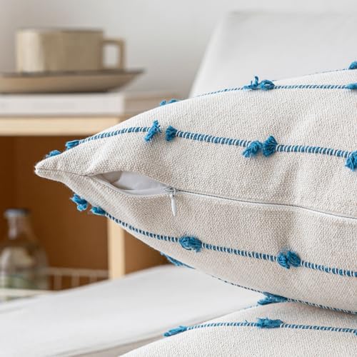 YEENAASY Boho Throw Pillow Covers 18x18 Set of 2 Farmhouse Pillow Cases - Image 3