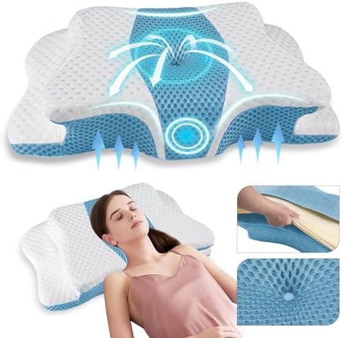 Pain Relief Cervical Pillow for Neck Support, Adjustable Ergonomic Pillow by QIUBABYO