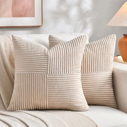 Fancy Homi 2 Packs Tan Big Decorative Throw Pillow Covers 24x24 Inch by Fancy+Homi