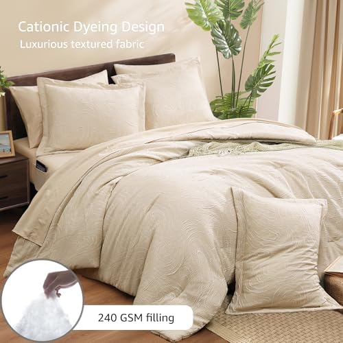 Monbix Queen Comforter Set 7 Pieces Birch Marble Bed in a Bag - Image 3