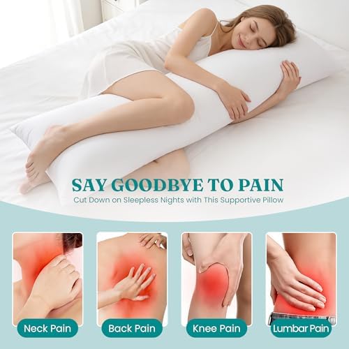 Oubonun Full Body Pillow for Side Sleeper, Adjustable White Long Bed Pillow - Image 5