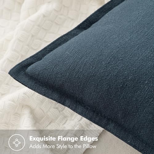 MIULEE Decorative Linen Pillow Covers 20x20 Inch Deep Blue - Image 2
