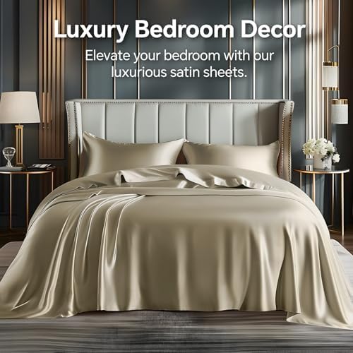 BEDELITE Satin Sheets California King Size Bed Set, 4 Pieces - Image 2
