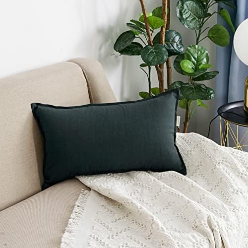 Jeanerlor Natural Cotton Linen Green Decorative 12"x20" Throw Pillow Case - Image 5