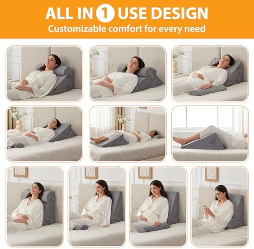 Ruqmuis Wedge Pillow Set for After Surgery, Incline Pillow Wedge for Headboard - Image 2