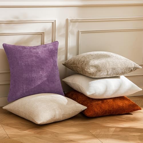 a moment Purple Chenille Throw Pillow Covers 20x20 Inch Pack of 2 Modern - Image 5