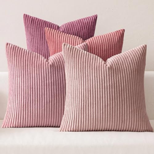 MIULEE Soft Corduroy Decorative Throw Pillow Covers Purple Pink 20x20 by MIULEE