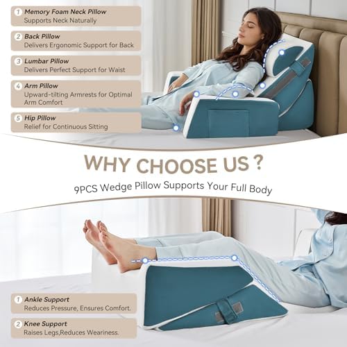 Yojoker 9PCS Orthopedic Bed Wedge Pillow Set - Image 6