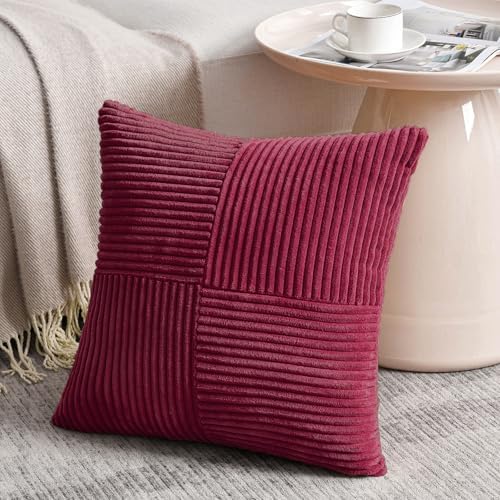 Fancy Homi 2 Packs Burgundy Decorative Throw Pillow Covers 22x22 Inch - Image 2