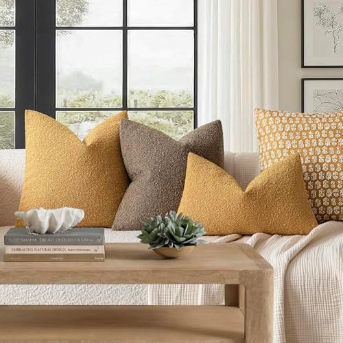 Foindtower Cozy Textured Boucle Lumbar Throw Pillow Covers 12x20 Sunflower - Image 6