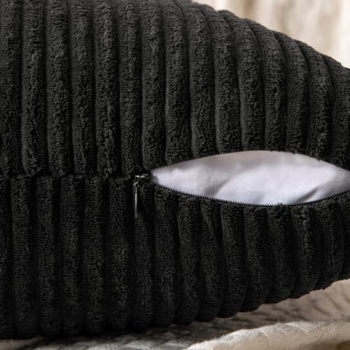 MIULEE Black Decorative Lumbar Throw Pillow Covers 12x20 Inch 2 Pack - Image 3