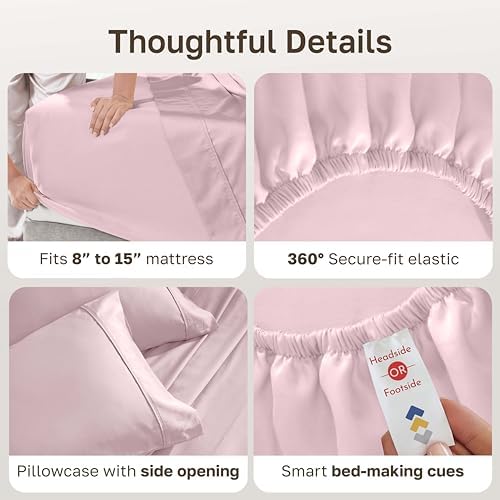 California Design Den Soft 100% Cotton Sateen Twin Size Sheets - Image 4