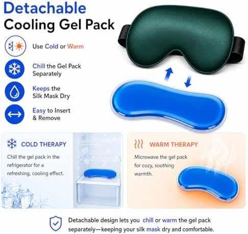Cooling Sleep Mask with Mulberry Silk Surface & Removable Gel Pack - Image 2