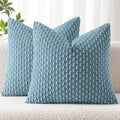 MIULEE Decorative Throw Pillow Covers 16x16 Blue Grey Textured Corduroy by MIULEE