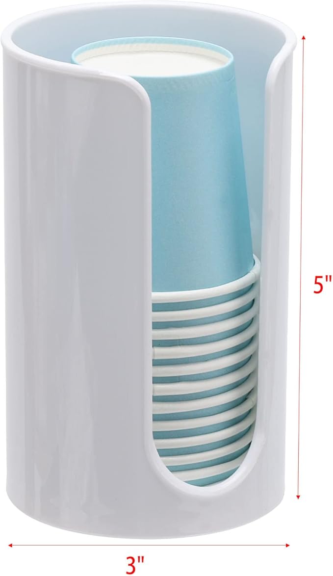 LoveBB Plastic Paper Cup Holder - Small Disposable Cup Dispenser Mouthwash Cup Holder for Bathroom Countertop, White
