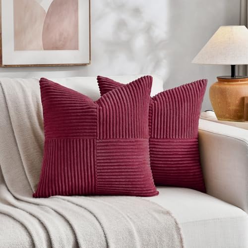 Fancy Homi 2 Packs Burgundy Samll Decorative Throw Pillow Covers 14x14 Inch - Image 5