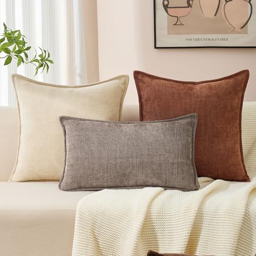 Allorry Throw Pillow Covers 12x20 Grey Chenille Solid Home DecorSY014A12 - Image 5