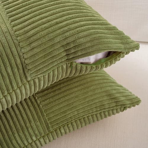Fancy Homi 2 Packs Moss Green Lumbar Decorative Throw Pillow Covers 14x24 Inch - Image 3