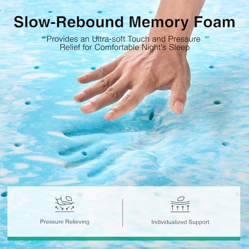 Novilla King Memory Foam Mattress Topper 2 Inch, Cooling Gel Infused, - Image 3