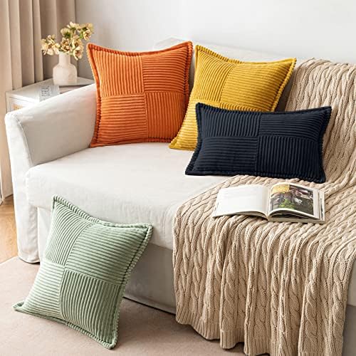 MIULEE Decorative Lumbar Throw Pillow Covers 12x20 Inch Black 2 Pack - Image 4