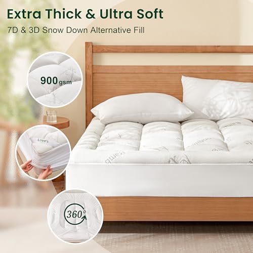 Love's cabin Queen Mattress Topper Viscose Derived from Bamboo, Thick Pillow - Image 2