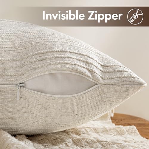 MIULEE Decorative Striped Throw Pillow Covers 18x18 in Natural Beige 2 Pack - Image 7