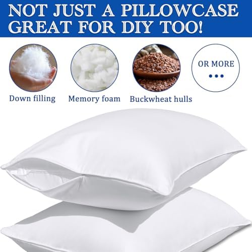 Body Pillow Cover, Precoco 100% Cotton Body Pillow Pillowcase-Premium White - Image 3