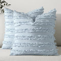 MIULEE Boho Linen Striped Throw Pillow Covers 18x18, Light Blue by MIULEE