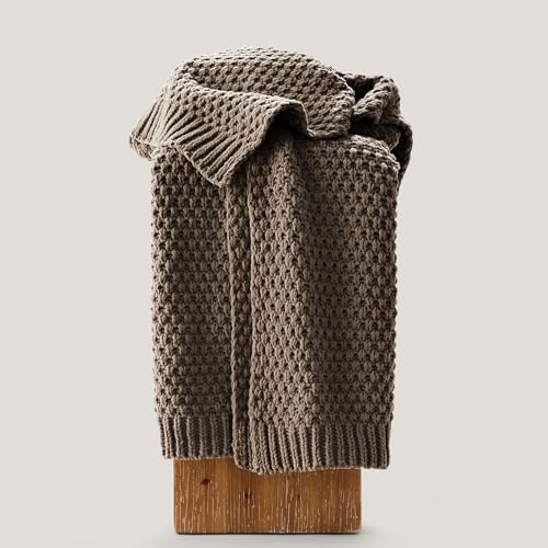 EVERGRACEHOME Chunky Chenille Knit Throw Blanket, 50 x 60, Mocha Brown - Image 5