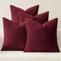 MIULEE Soft Corduroy Decorative Throw Pillow Covers Burgundy 18x18 by MIULEE