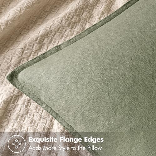 MIULEE Decorative Linen Pillow Covers 20x20 Inch Sage Green - Image 2