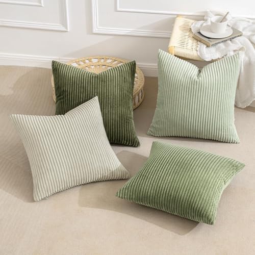 MIULEE Soft Corduroy Decorative Throw Pillow Covers Light Green 20x20 - Image 6