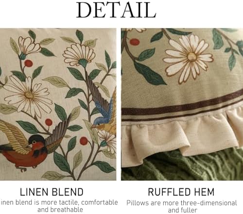 ISAENNE Vintage Linen Throw Pillow Cover, Diameter 16"-Brune C - Image 5