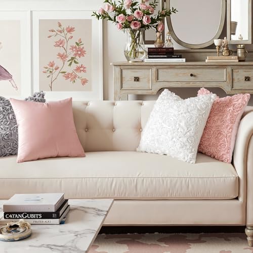 MIULEE Decorative Rose Flower Pillow Cover Pack of 1 Peach Pink 18x18 Inch - Image 6