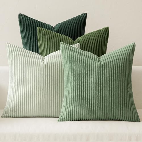 MIULEE Soft Corduroy Decorative Throw Pillow Covers Forest Green 22x22 by MIULEE