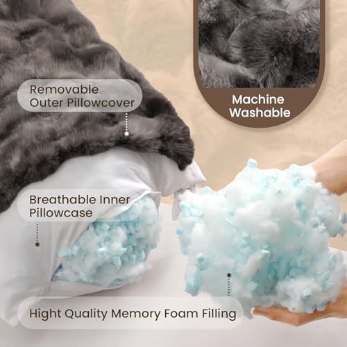 ZonLi Fluffy Body Pillow for Adults, Fuzzy Faux Fur Long Pillow - Image 6