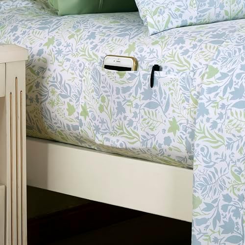 Elegant Comfort 6-Piece Sheet Set Deep Pocket Floral, Twin XL, Anita Green - Image 3