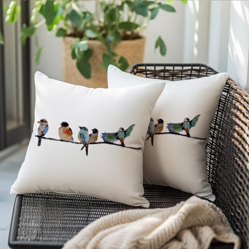 RABUSOFA 18x18 Outdoor Birds Pillow Decorative Throw Pillows, Small Throw - Image 4