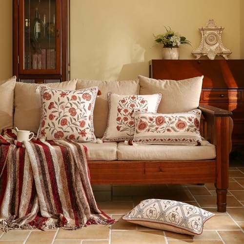 ISAENNE Vintage Linen Square Throw Pillow Cover - Image 3