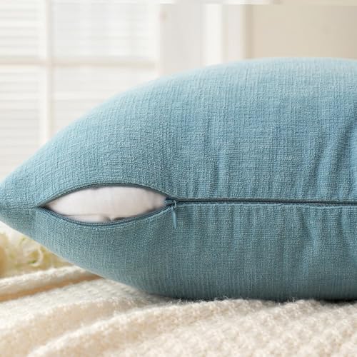 MIULEE Smoke Blue Chenille Couch Euro Throw Pillow Covers - Image 5