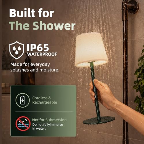 EZVALO IP65 Waterproof Shower Lamp –Spa-Like Bathroom Lamp, Rechargeable Cordless Mood Light, 3 Color Temps for Relaxing Bathroom & Bathtub Experience 1 Pack (Green) - Image 3