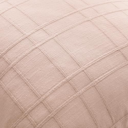 MIULEE Linen Plaid Pillow Covers Decorative 20x20 Light Pink - Image 2