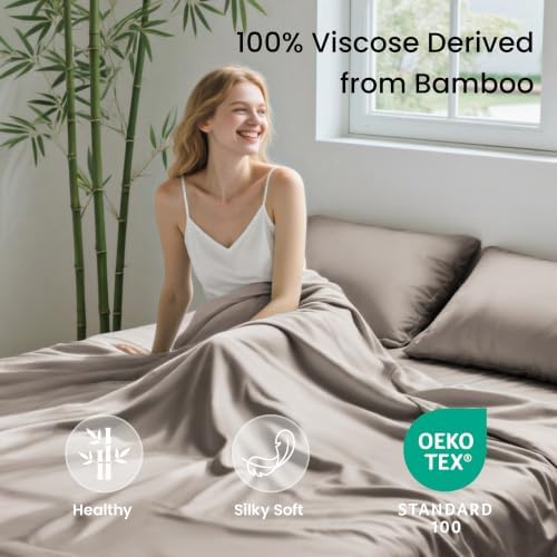 Love's cabin 4 Piece Queen Sheet Set, 100% Rayon Derived from Bamboo, Cooling & - Image 2