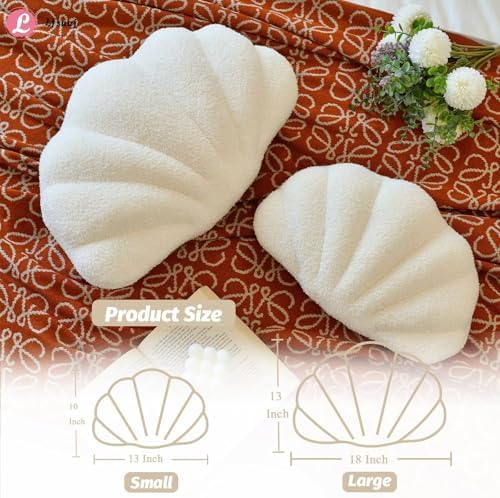 Lfsaaj Beige Seashell Throw Pillows, Shell Shaped Throw Pillows, 13 Inch Soft - Image 3