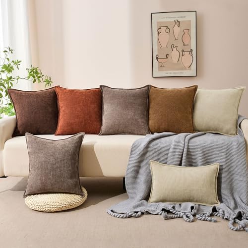 Allorry Throw Pillow Covers 26x26 Oatmeal Chenille Solid Home DecorSY014D26 - Image 6